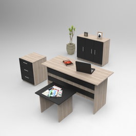 Hanah Home Vo12-Ob Conjunto de Muebles de Oficina Roble y Negro